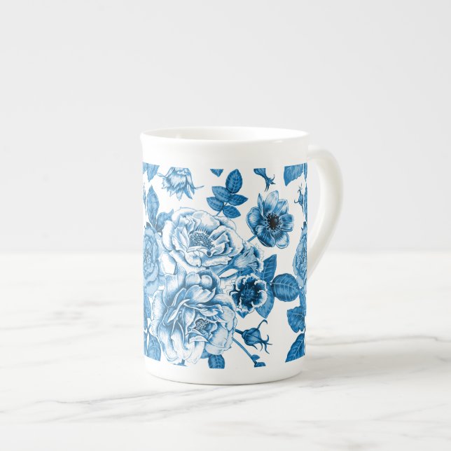 Blue Roses Bone China Mug (Front Right)