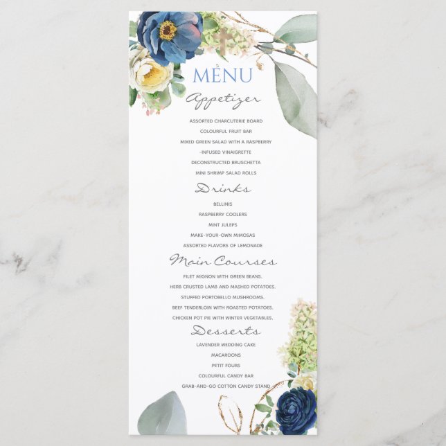 Blue Roses BoyBaptism Menu (Front)