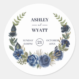 Blue Roses Classic Round Sticker