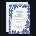 Blue Roses Custom Bat Bar Mitzvah QR Code Girl Invitation<br><div class="desc">Perfect card to announce a bat mitzvah, bar mitzvah or other Jewish celebration! Hand made art for you! FULLY CUSTOMIZABLE! Click on “Personalise” above to edit the text and add your link to the QR code. Click "edit using design tool" to adjust the fonts, colours and placements and to delete...</div>