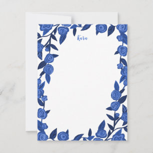 Blue Roses Custom Thank You Personalised Stationer Card