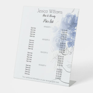 Blue roses cute girl hair beauty price list pedestal sign
