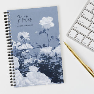 Blue Roses Floral Garden Custom Spiral Notebook