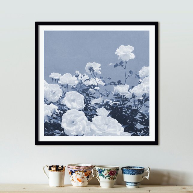 Blue Roses Floral Garden Photo Art Print Poster (Creator Uploaded)