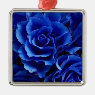 Blue roses flowers plant romance metal ornament