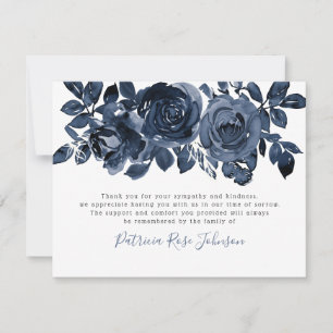 Blue Roses Funeral Memorial Thank You Card