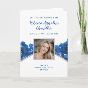 Blue Roses Funeral Program   Memorial Program