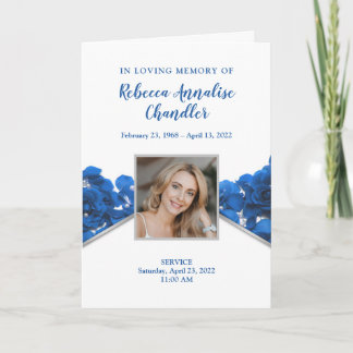 Blue Roses Funeral Program | Memorial Program