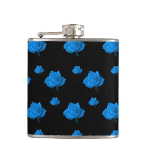 Blue Roses Hip Flask