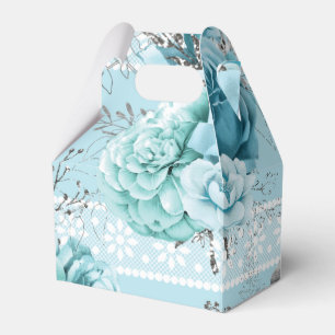 Blue Roses Lace and Silver details Favour Box