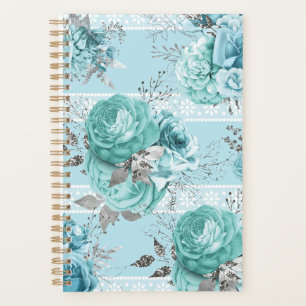 Blue Roses Lace and Silver details Planner