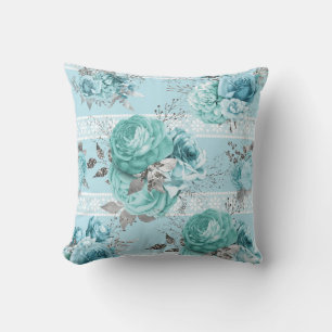 Blue Roses Lace Cushion
