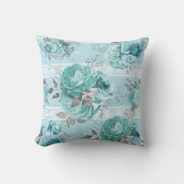 Blue Roses Lace Cushion (Front)