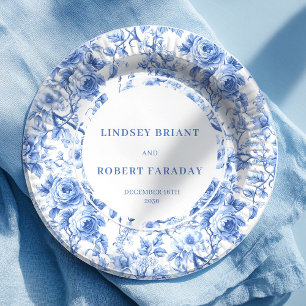 Blue Roses Luxe Wedding Paper Plates