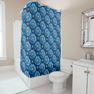 Blue roses Luxury Floral Night Design🌹 Shower Curtain