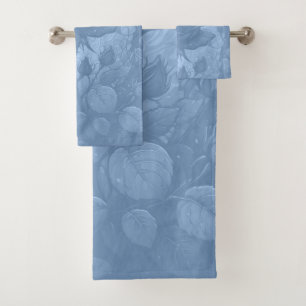 Blue Roses Motif Bath Towel Set