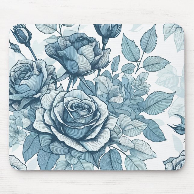 Blue Roses Mouse Pad (Front)