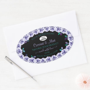Blue Roses on Black Product Packaging Labels Logo