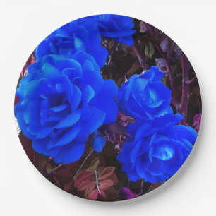 Blue Roses Paper Plate