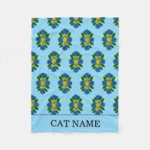 Blue Roses Pattern Canal Boat Cat