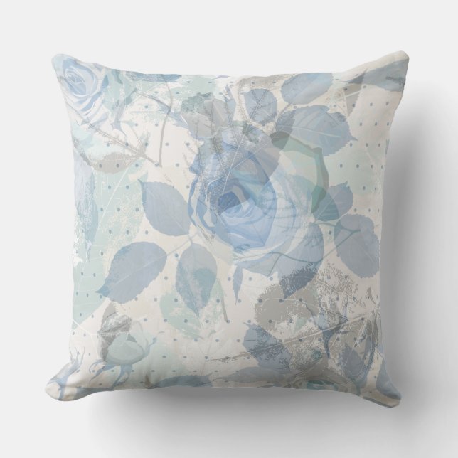 Blue Roses pattern luxury Cushion (Front)