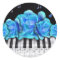 Blue Roses Piano Keyboard and Music Notes