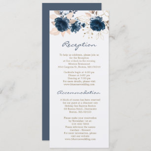 Blue roses Reception, Wedding hotel accommodation Invitation