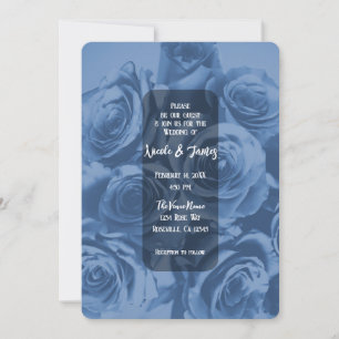 Blue Roses Romantic Floral Bouquet Elegant Wedding Invitation