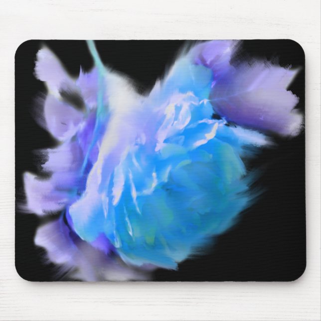 Blue Roses, romantic floral watercolor Mouse Pad (Front)