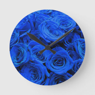 Blue Roses Round Clock