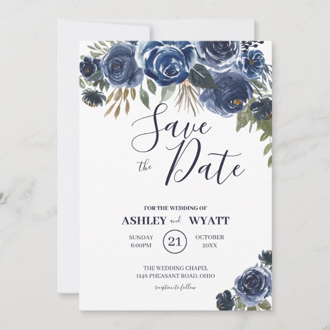 Blue Roses Save The Date (Front)