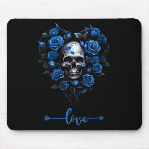 Blue Roses Skull For Valentine´s Love Rock For Men Mouse Pad