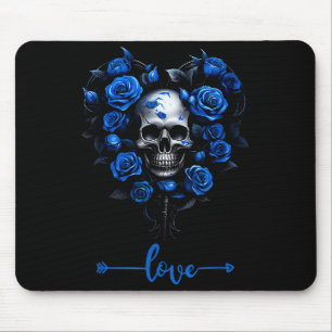 Blue Roses Skull For Valentine´s Love Rock For Men Mouse Pad