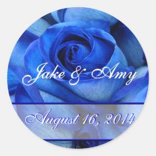 Blue Roses Sticker-save the date-customise Classic Round Sticker