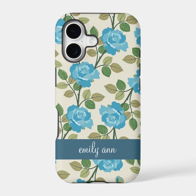 Blue Roses Vines Pattern iPhone4 Case (Back)