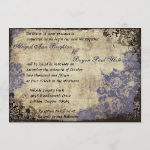 Blue Roses Vintage Wedding Invitation