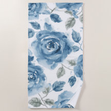 Blue Roses Watercolor Botanical Blooms Floral