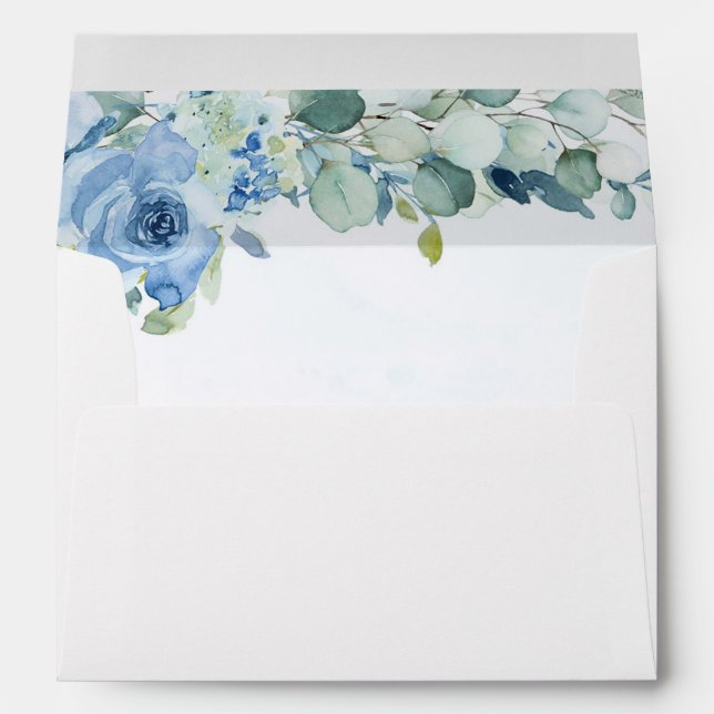 Blue Roses Watercolor  Envelope (Back (Bottom))