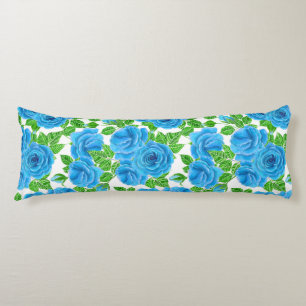 Blue roses watercolor seamless pattern body cushion