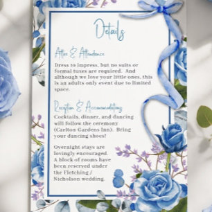Blue Roses Wedding Details Enclosure Card