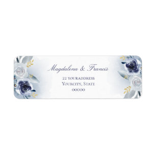 blue roses wedding label return address label