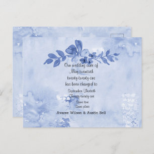Blue Roses Wedding Postponement Announcement Postcard