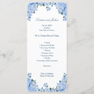 Blue Roses Wedding Program rack card