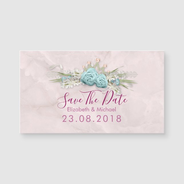 Blue Roses Wedding Save The Date (Front)