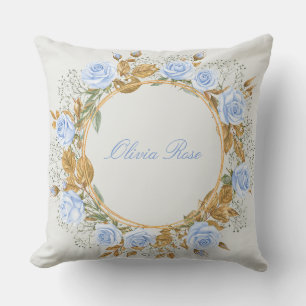 Blue Roses Wreath Cushion