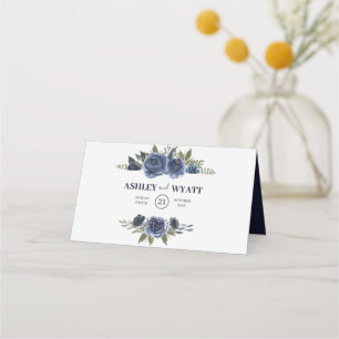 Blue Roses Wreath Place Card