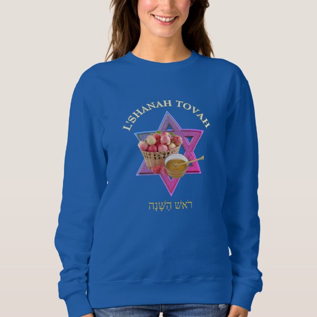 Blue ROSH HASHANAH Jewish New Year Sweatshirt (Front)