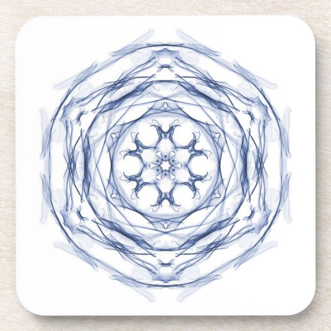 Blue Round Fractal Design Coaster (Front)