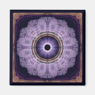 Blue round fractal mandala magnet