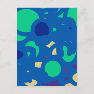 blue round happy go lucky postcard